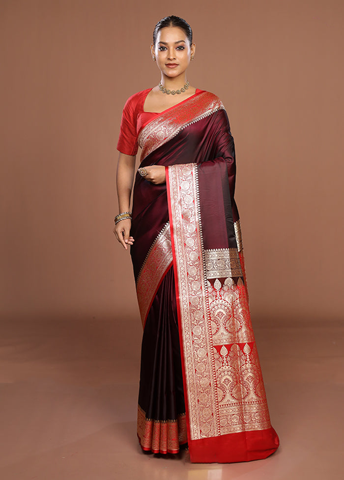 Purple Banarasi Silk Saree With Blouse Piece