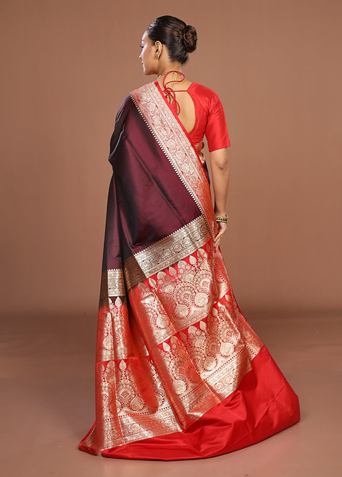 Purple Banarasi Silk Saree With Blouse Piece