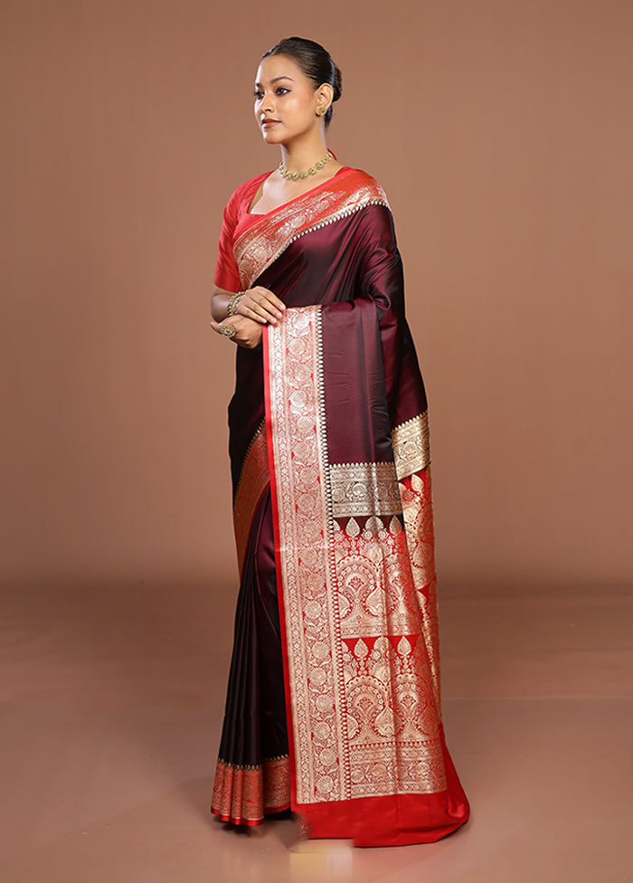 Purple Banarasi Silk Saree With Blouse Piece