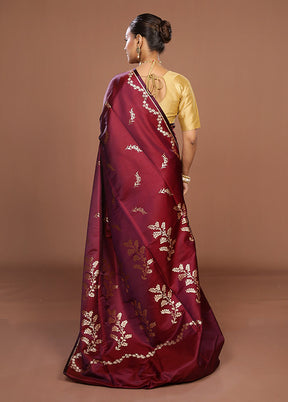 Purple Banarasi Silk Saree With Blouse Piece