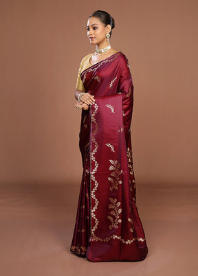 Purple Banarasi Silk Saree With Blouse Piece