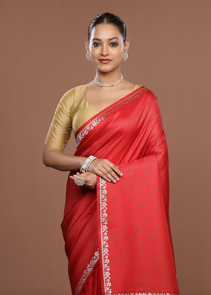 Pink Katan Silk Saree With Blouse Piece