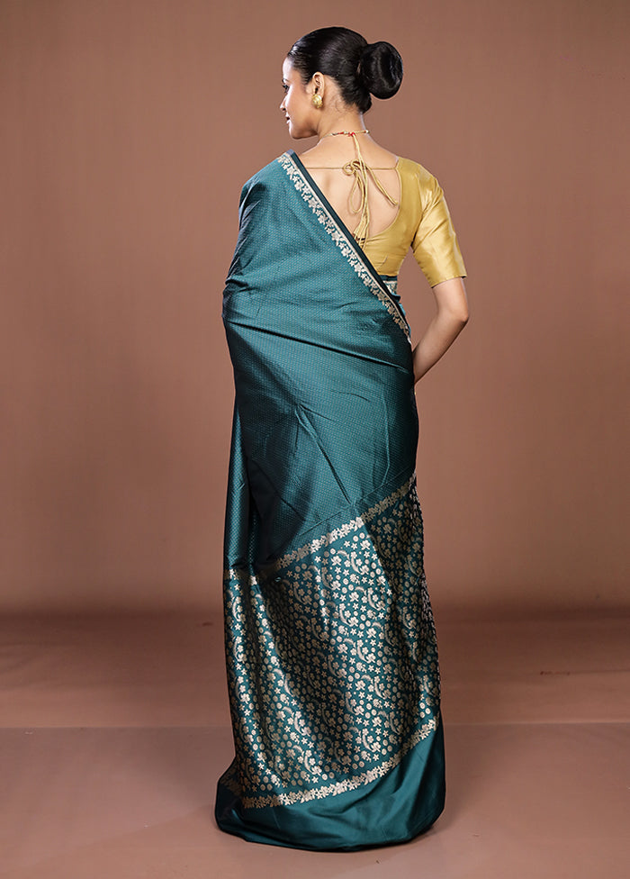 Green Katan Silk Saree With Blouse Piece