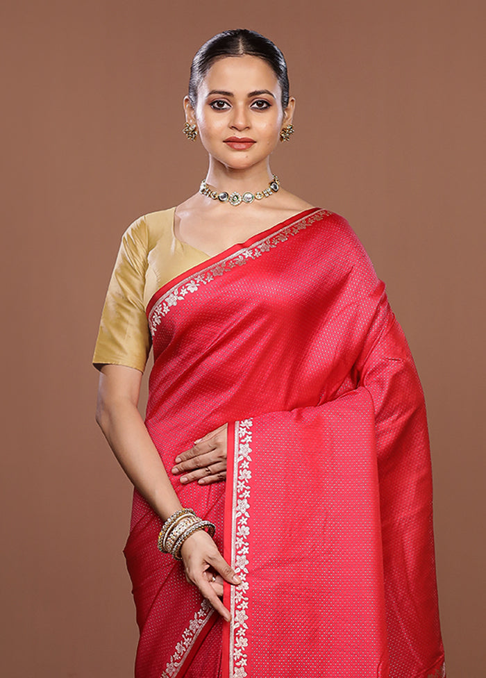 Pink Katan Silk Saree With Blouse Piece