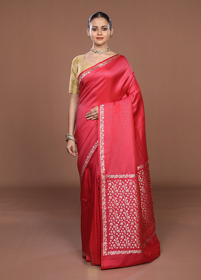 Pink Katan Silk Saree With Blouse Piece