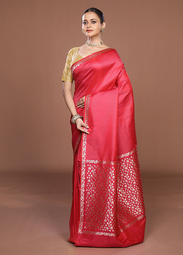 Pink Katan Silk Saree With Blouse Piece