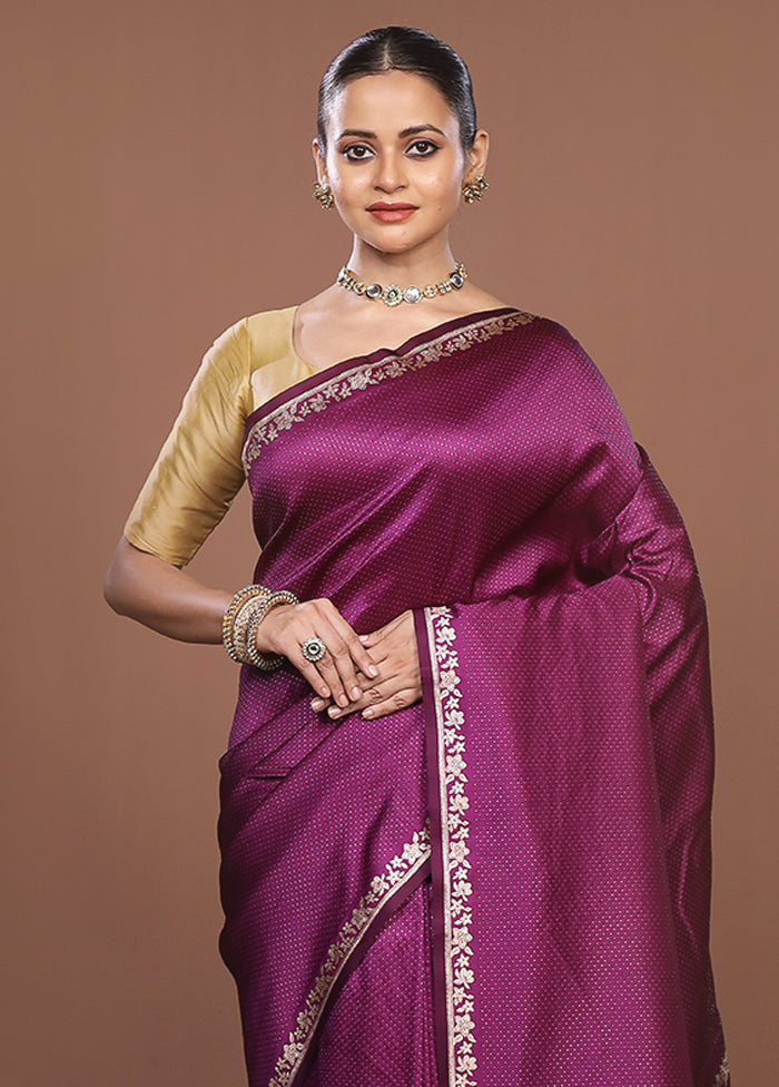 Purple Katan Silk Saree With Blouse Piece