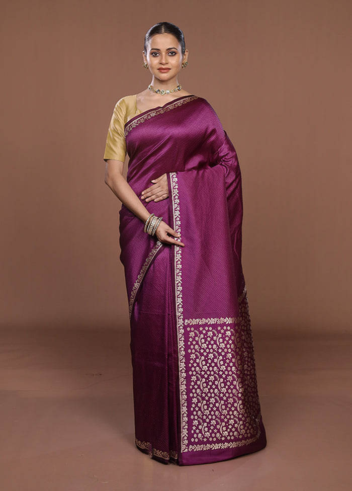 Purple Katan Silk Saree With Blouse Piece