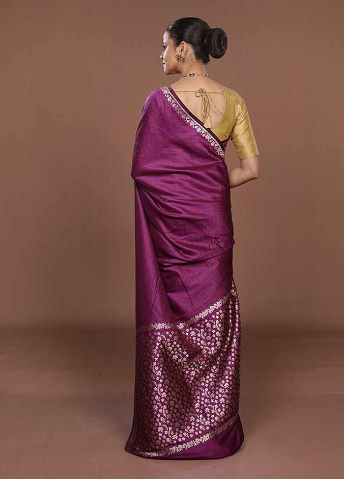 Purple Katan Silk Saree With Blouse Piece