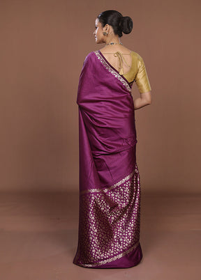 Purple Katan Silk Saree With Blouse Piece