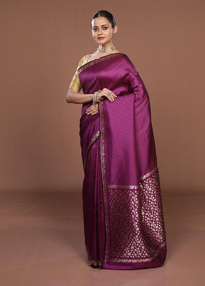 Purple Katan Silk Saree With Blouse Piece