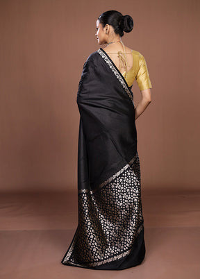 Black Katan Silk Saree With Blouse Piece
