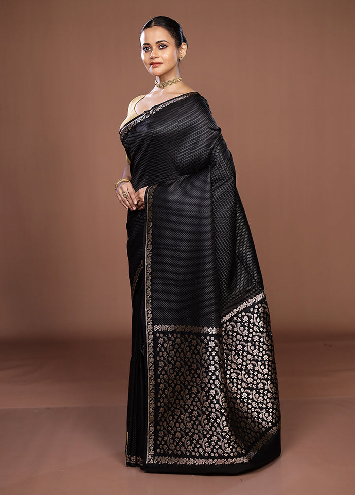 Black Katan Silk Saree With Blouse Piece