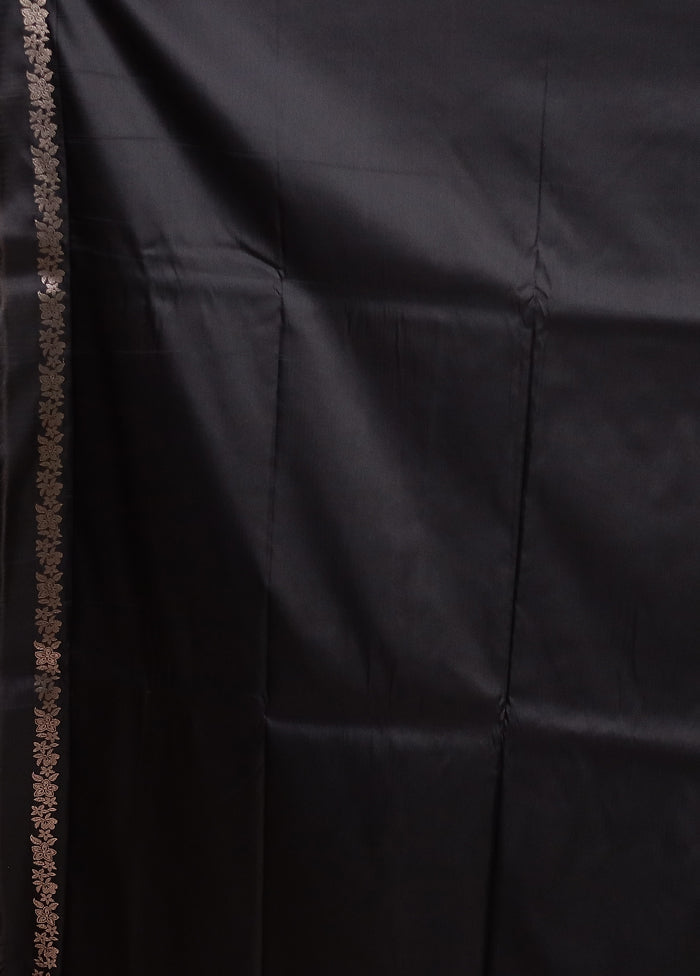 Black Katan Silk Saree With Blouse Piece
