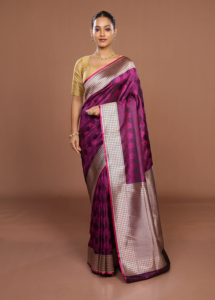 Purple Katan Silk Saree With Blouse Piece