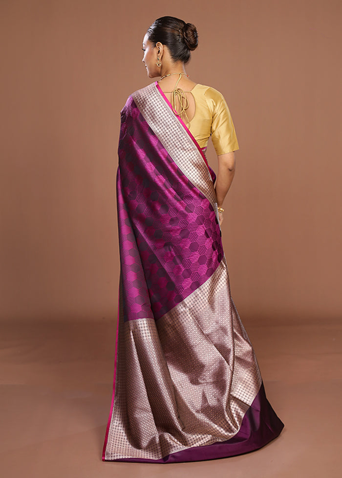 Purple Katan Silk Saree With Blouse Piece