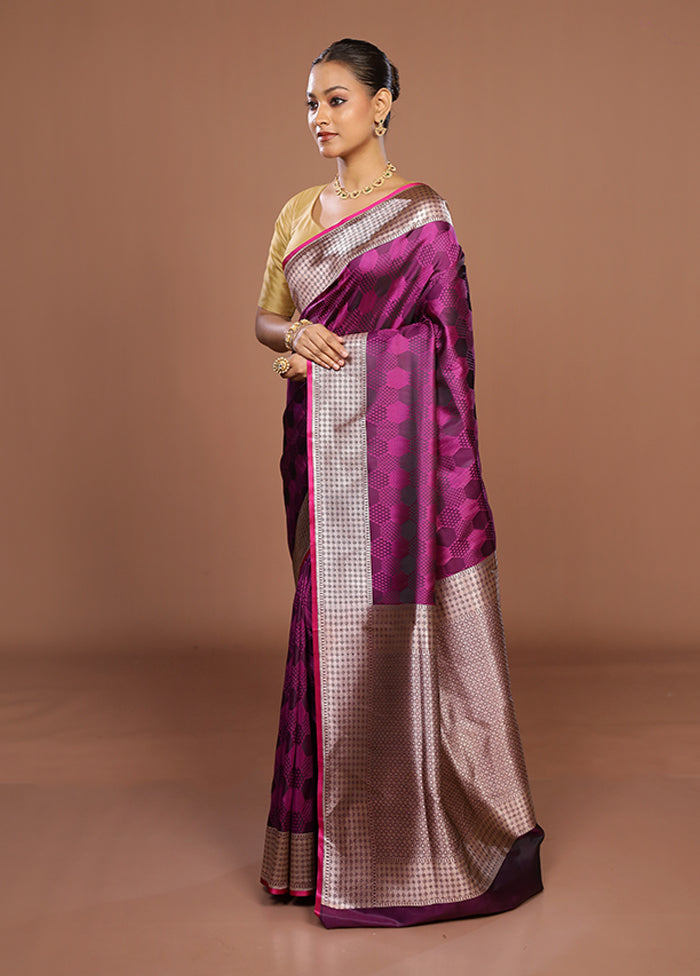 Purple Katan Silk Saree With Blouse Piece