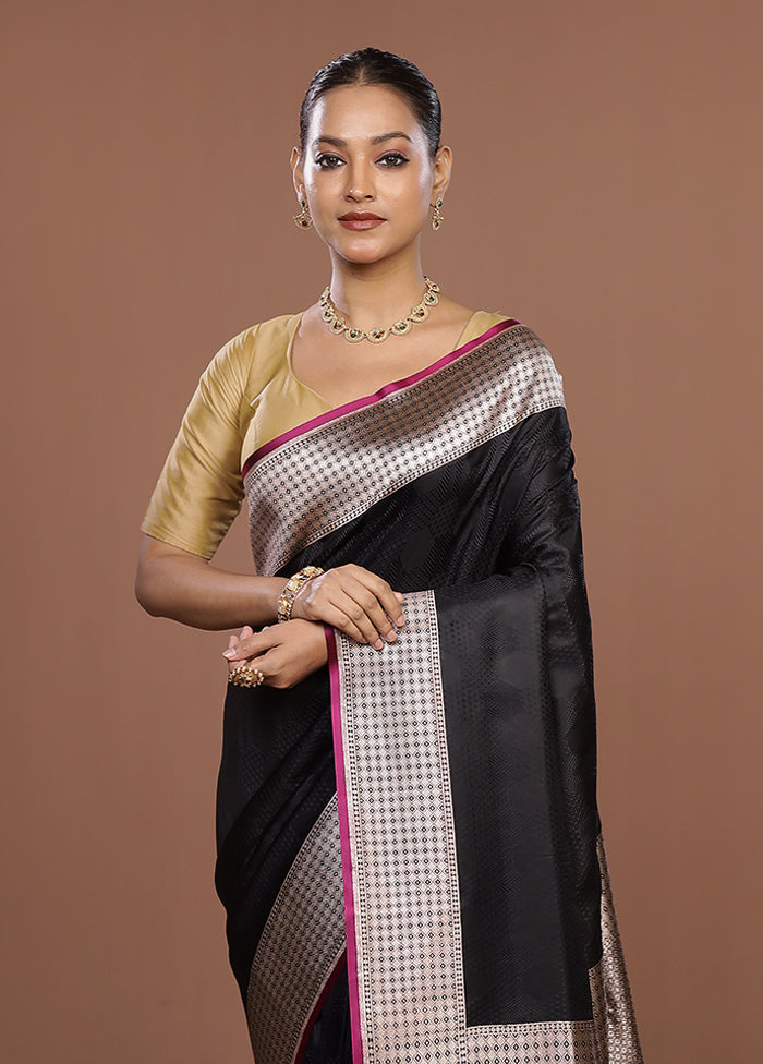 Black Katan Silk Saree With Blouse Piece