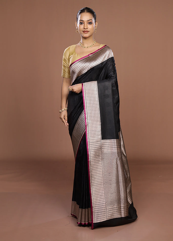 Black Katan Silk Saree With Blouse Piece