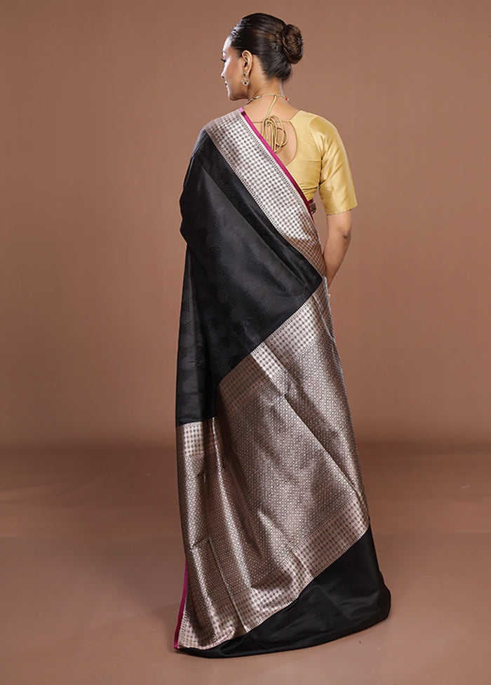 Black Katan Silk Saree With Blouse Piece