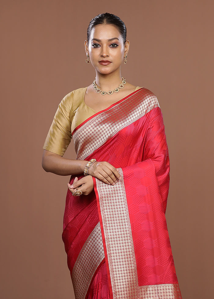 Pink Katan Silk Saree With Blouse Piece
