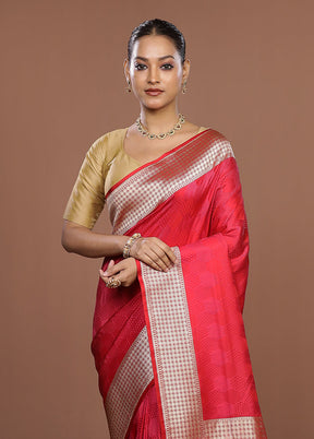 Pink Katan Silk Saree With Blouse Piece