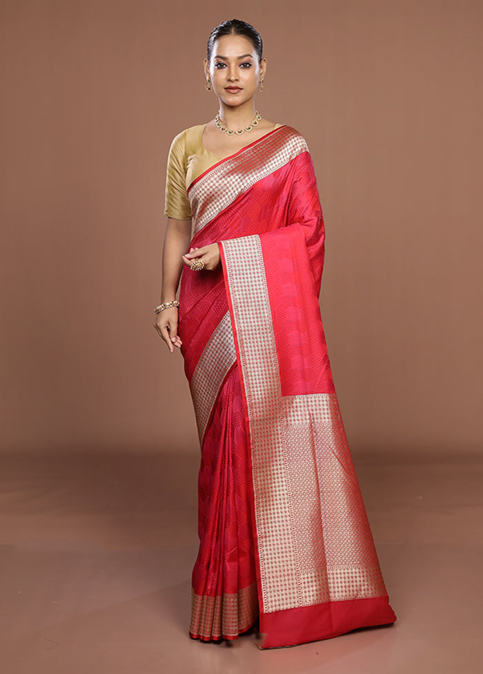 Pink Katan Silk Saree With Blouse Piece