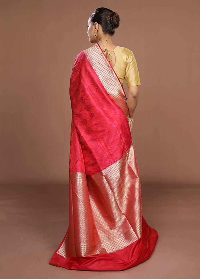 Pink Katan Silk Saree With Blouse Piece