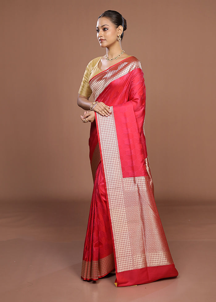Pink Katan Silk Saree With Blouse Piece