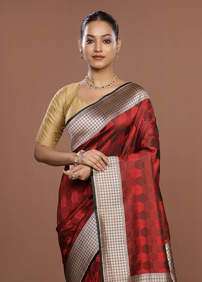 Maroon Katan Silk Saree With Blouse Piece