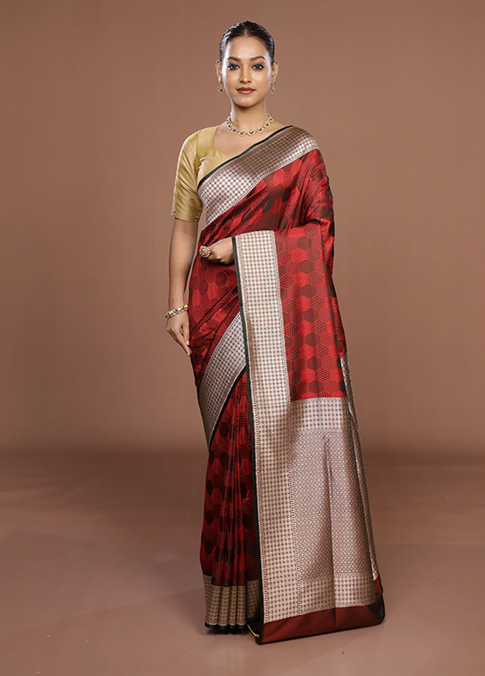 Maroon Katan Silk Saree With Blouse Piece