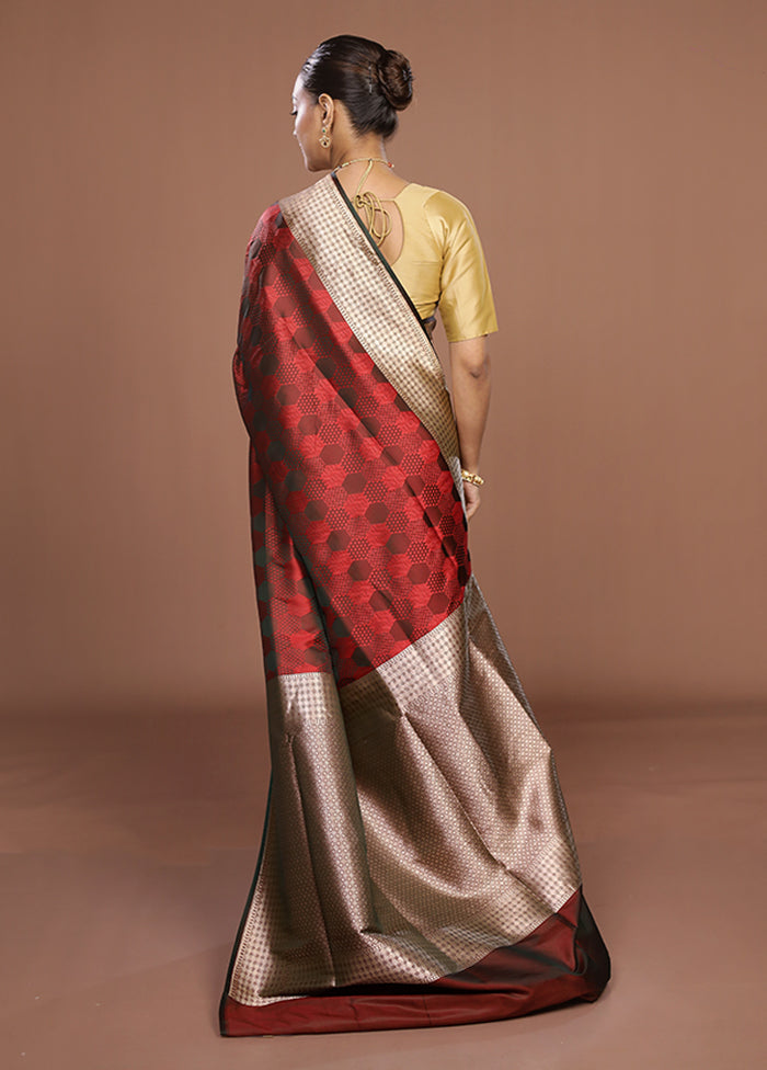 Maroon Katan Silk Saree With Blouse Piece