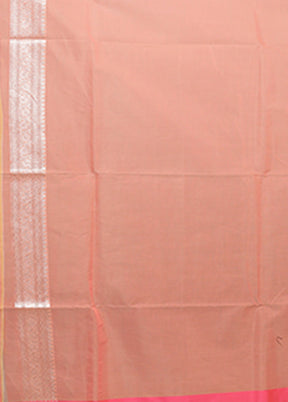 Peach Kora Silk Saree With Blouse Piece