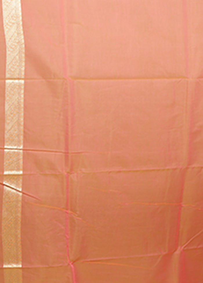 Orange Kora Silk Saree With Blouse Piece