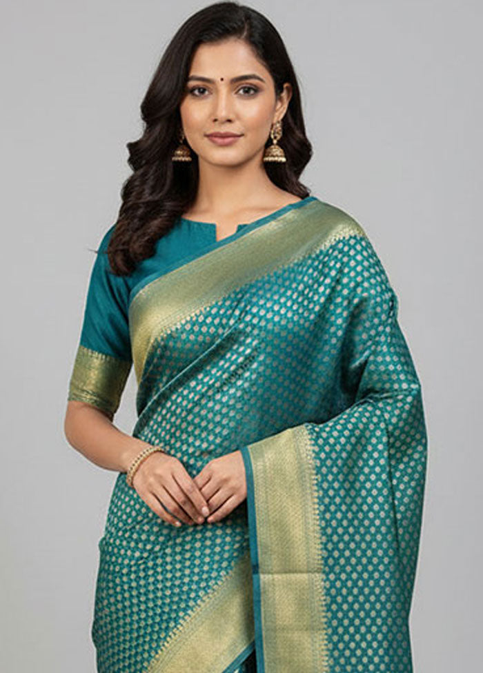 Blue Kora Silk Saree With Blouse Piece