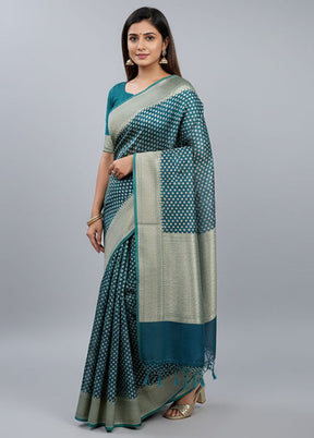 Green Kora Silk Saree With Blouse Piece