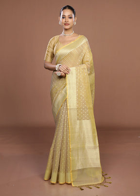 Cream Kora Silk Saree With Blouse Piece