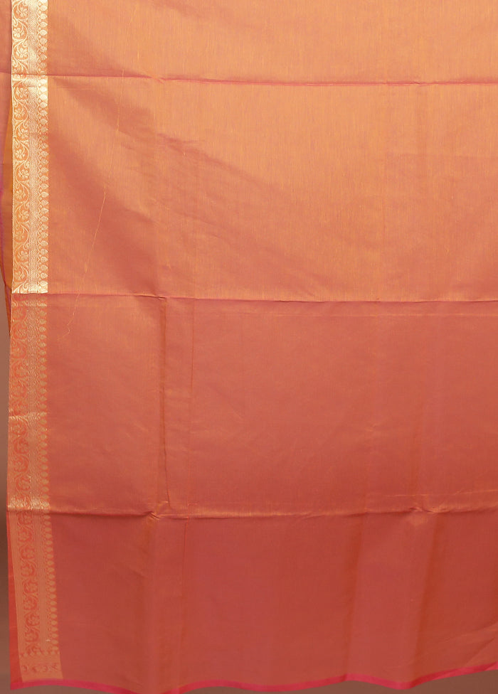 Orange Kora Silk Saree With Blouse Piece