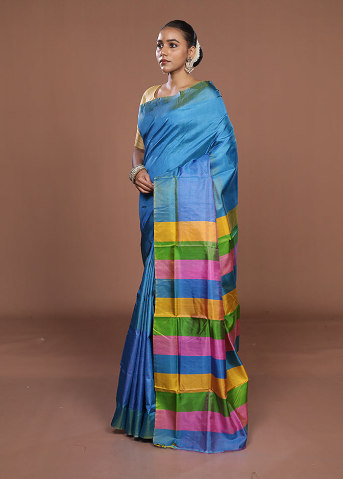 Multicolor Printed Pure Silk Saree Without Blouse Piece