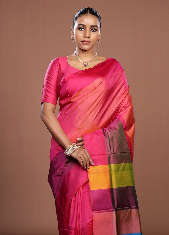 Multicolor Printed Pure Silk Saree Without Blouse Piece