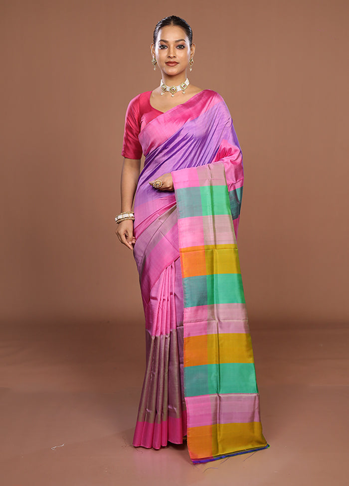 Multicolor Printed Pure Silk Saree Without Blouse Piece