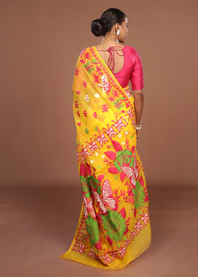 Green Jamdani Cotton Saree Without Blouse Piece