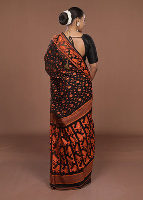 Black Jamdani Cotton Saree Without Blouse Piece