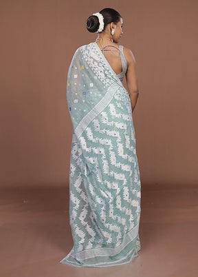 Green Jamdani Cotton Saree Without Blouse Piece