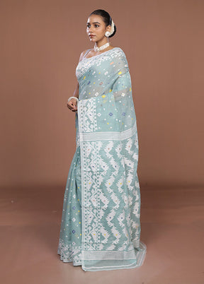 Green Jamdani Cotton Saree Without Blouse Piece