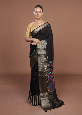 Black Tussar Silk Saree With Blouse Piece