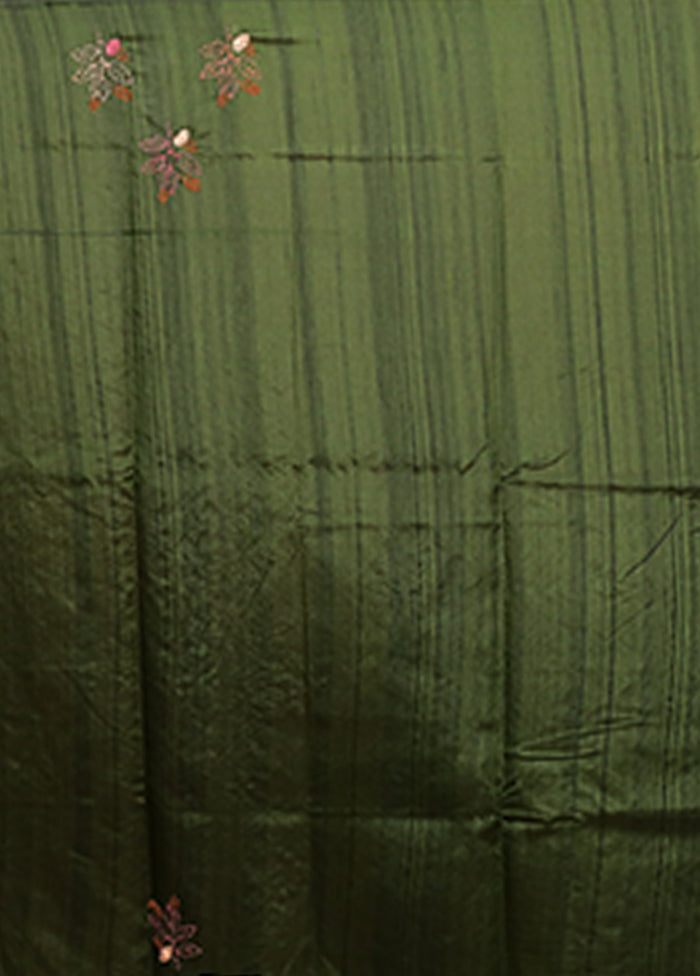 Green Tussar Silk Saree With Blouse Piece