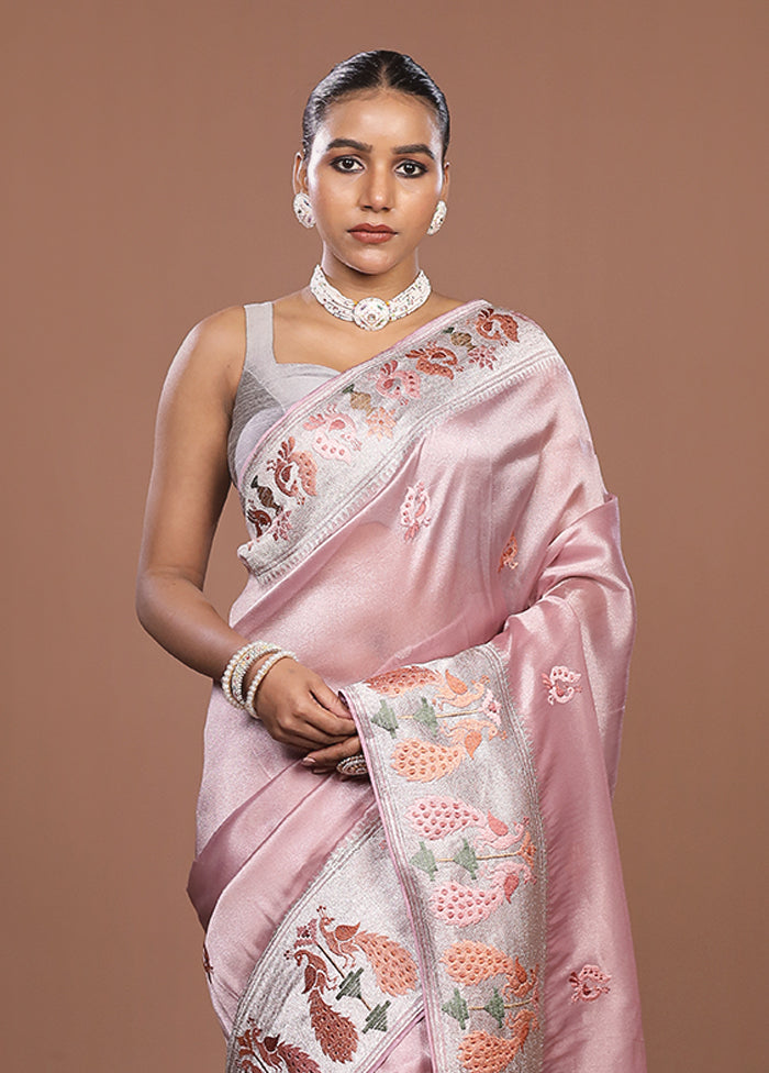 Pink Organza Saree With Blouse Piece