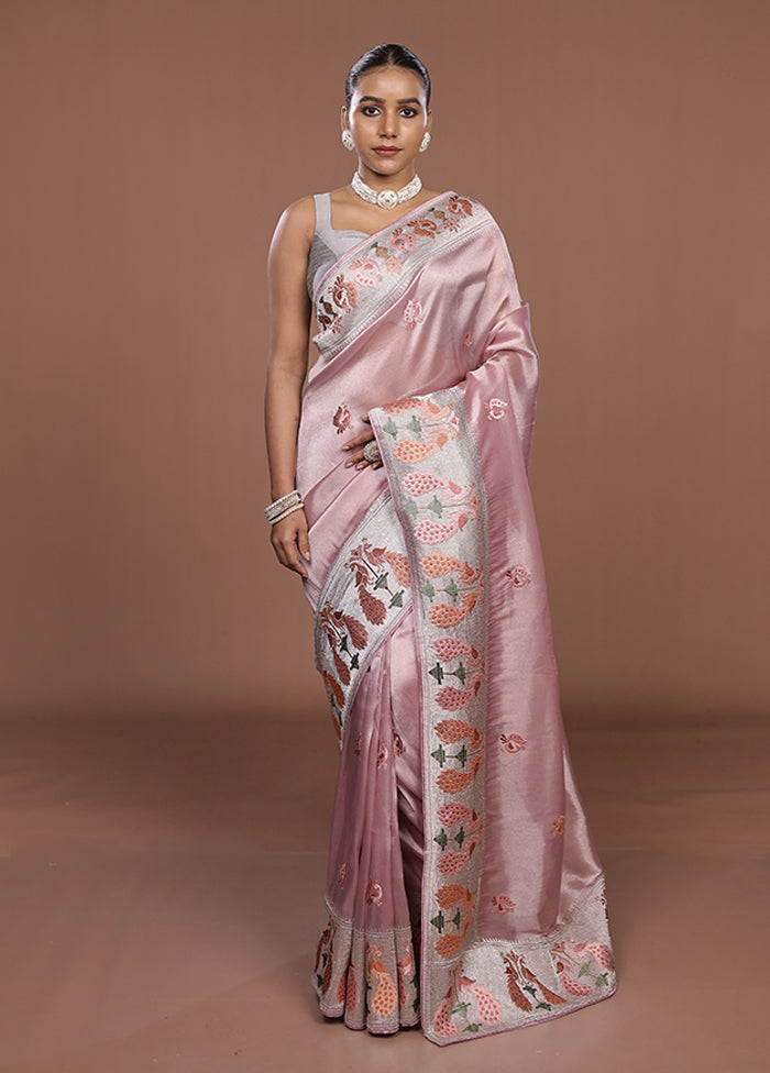 Pink Organza Saree With Blouse Piece