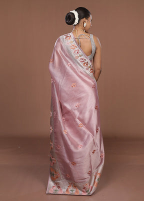 Pink Organza Saree With Blouse Piece